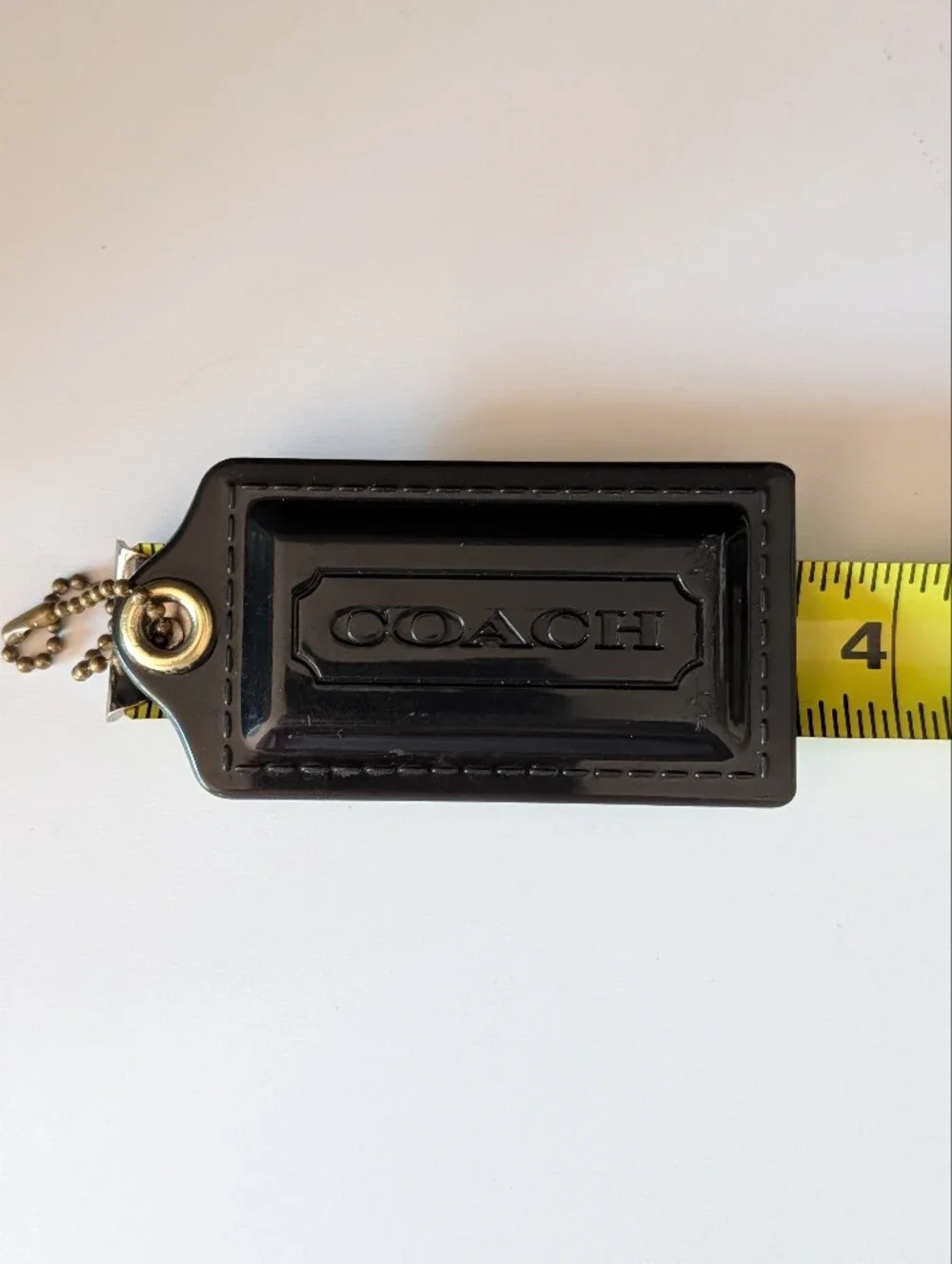Coach Oversized Black Hard Plastic Hang Tag 3.5” Brass Ball Chain Rare
